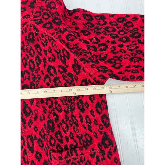 Ruby Rd. Woman Red & Black Leopard Print Wool Cardigan Jacket 1X Button - Picture 4 of 6